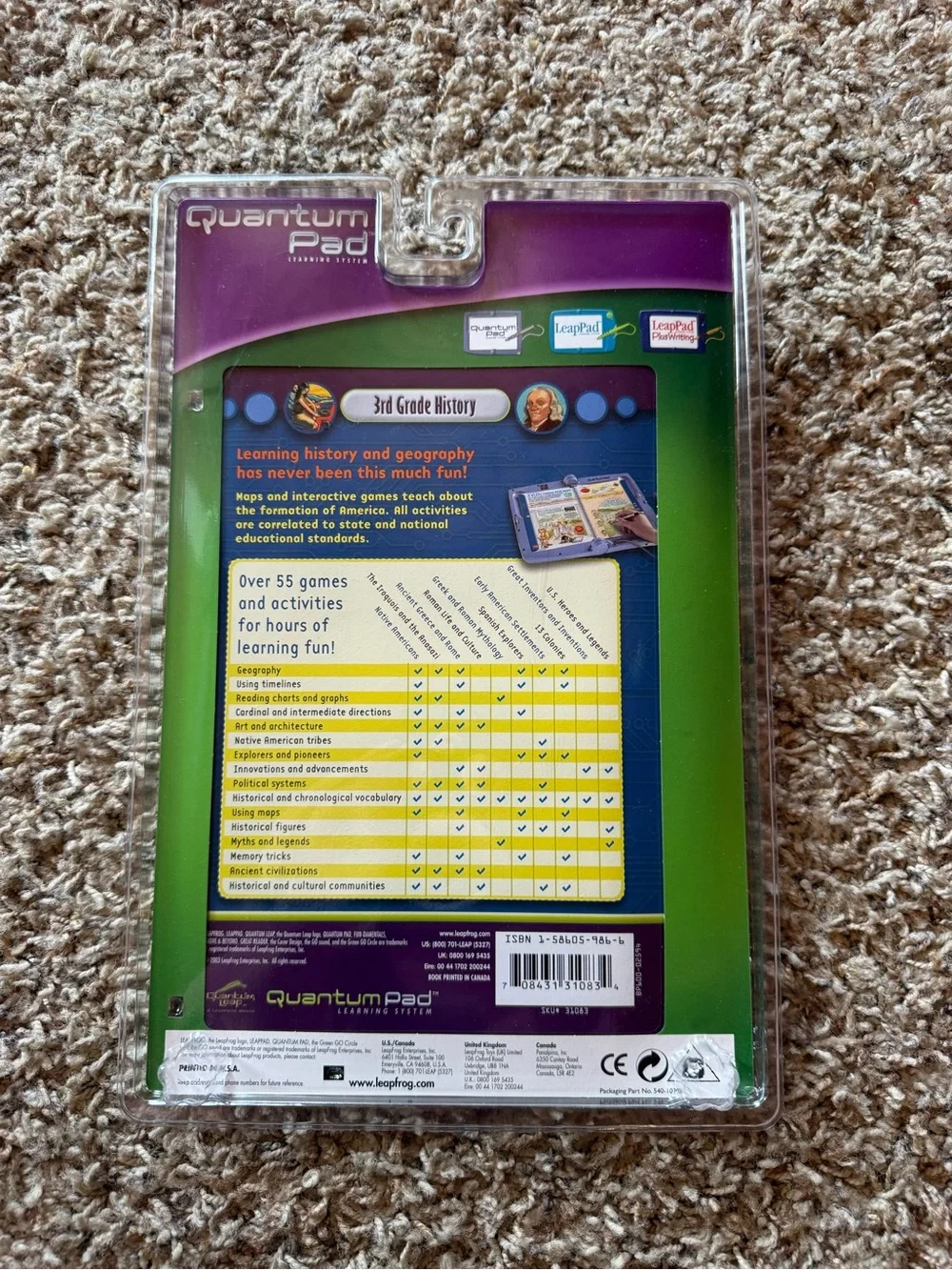 NWT LeapFrog Quantum Pad 3rd Grade History Book & Cartridge Sealed